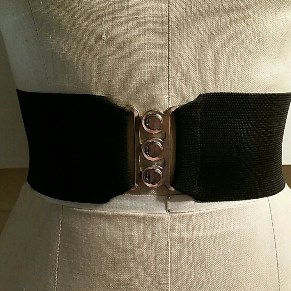 Black 50s Style Bad Girl Stretch Belt XXS To S